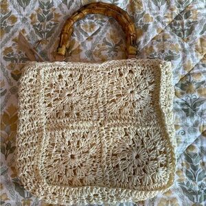 Kiss See Straw Packable Large Mesh Woven Tote Hobo Boho Bag